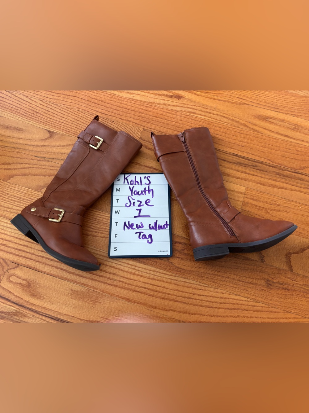 Kohl's Youth Brown Knee-High Riding Boots with Buckles size 1